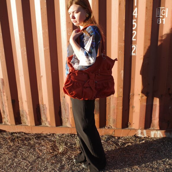 Big Vintage Burnt Orange Hand Bag - Picture 3 of 13
